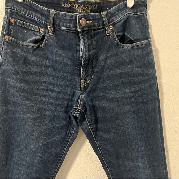 American Eagle Mens Jeans Dark Wash 34x32 Slim Straight Extreme Flex EUC Preppy - Picture 4 of 12